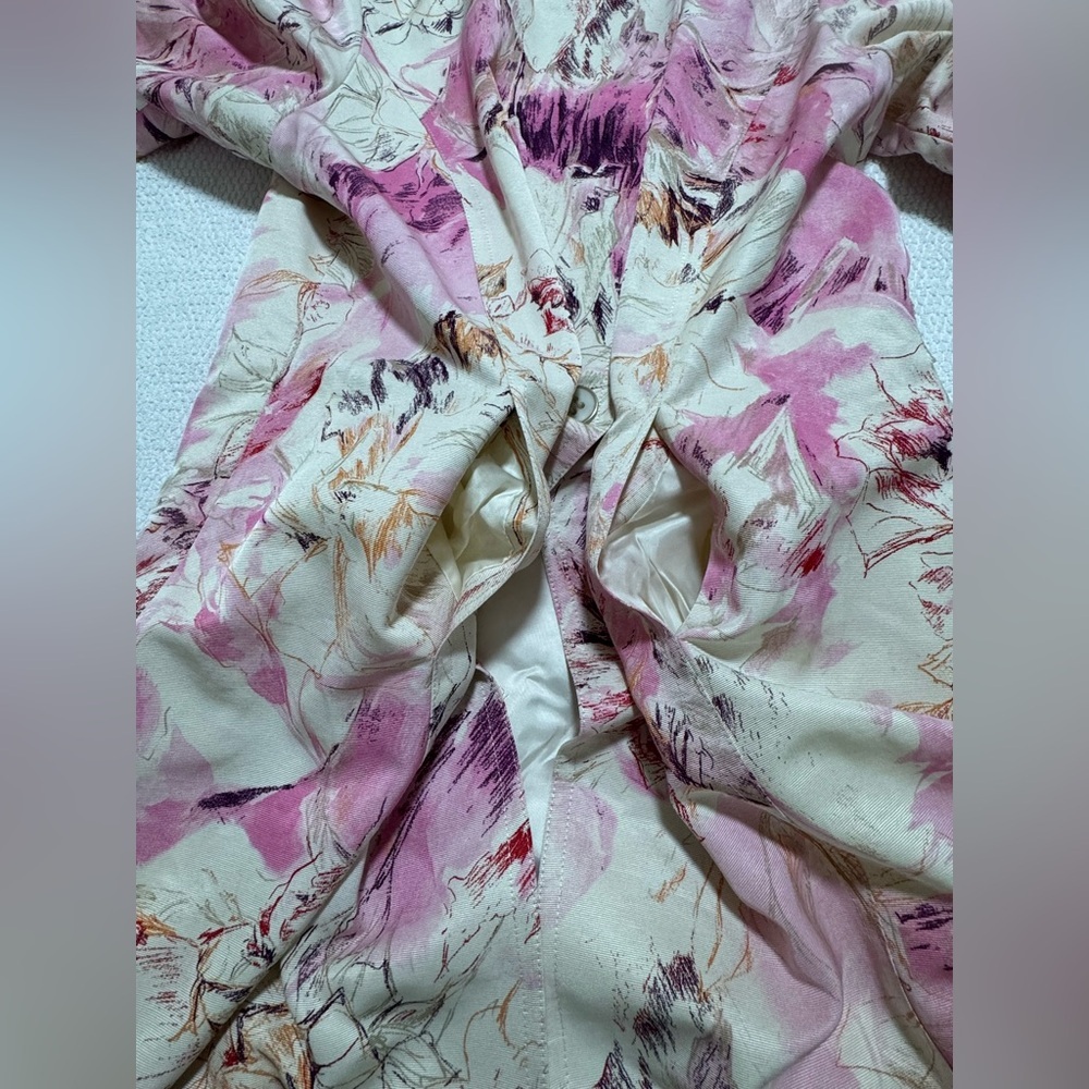 Marina Rinaldi Size 21 Floral Viscose/Cotton Blend Duster 3/4 Sleeve Coat Lined - Picture 15 of 16